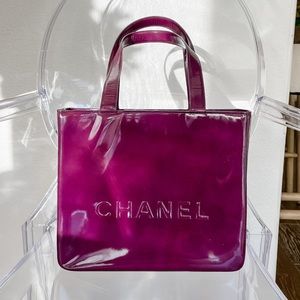 Authentic CHANEL Eggplant Purple Patent Gorgeous Tote Bag